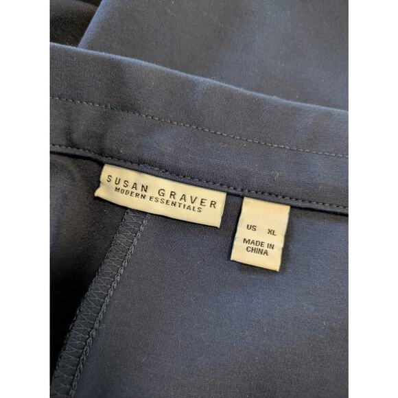 Susan Graver Modern Essentials navy blue ponte knit bootcut pants leg seam - Picture 3 of 6